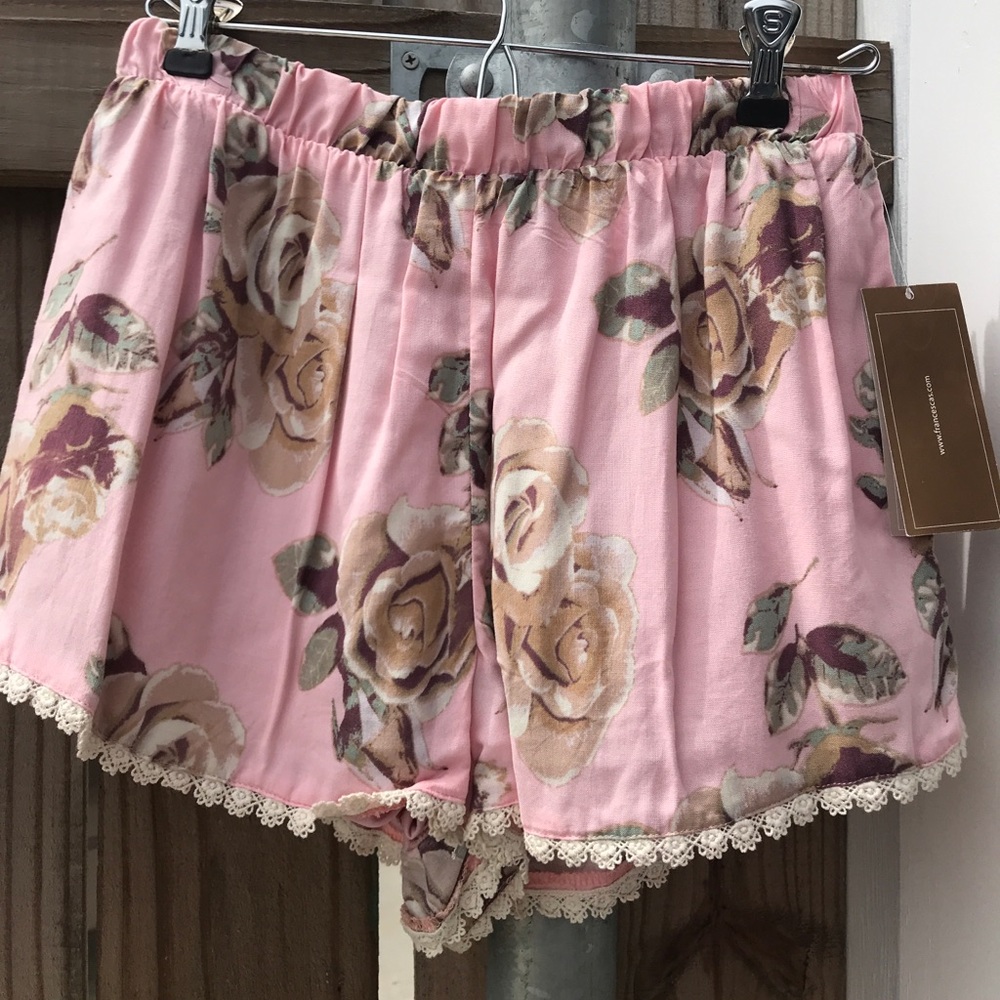 Pink Floral Shorts